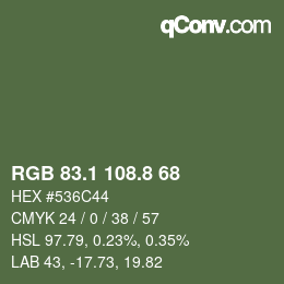 カラーコード: RGB 83.1 108.8 68 | qconv.com
