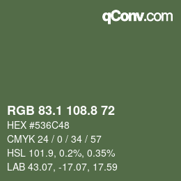 Farbcode: RGB 83.1 108.8 72 | qconv.com