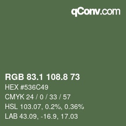Color code: RGB 83.1 108.8 73 | qconv.com