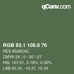 Color code: RGB 83.1 108.8 76 | qconv.com