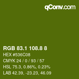 カラーコード: RGB 83.1 108.8 8 | qconv.com