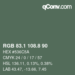 Color code: RGB 83.1 108.8 90 | qconv.com