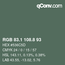Color code: RGB 83.1 108.8 93 | qconv.com