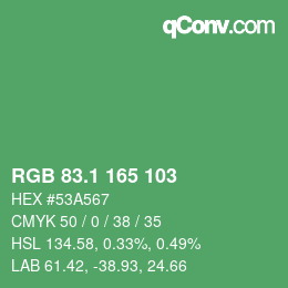 カラーコード: RGB 83.1 165 103 | qconv.com