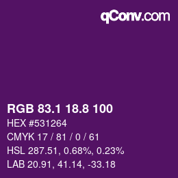 カラーコード: RGB 83.1 18.8 100 | qconv.com