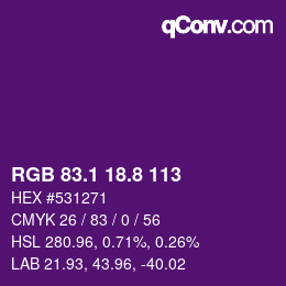 カラーコード: RGB 83.1 18.8 113 | qconv.com