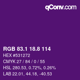 カラーコード: RGB 83.1 18.8 114 | qconv.com