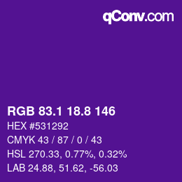 カラーコード: RGB 83.1 18.8 146 | qconv.com