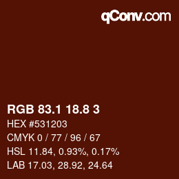 カラーコード: RGB 83.1 18.8 3 | qconv.com