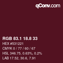 カラーコード: RGB 83.1 18.8 33 | qconv.com