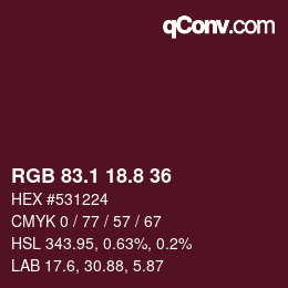 カラーコード: RGB 83.1 18.8 36 | qconv.com