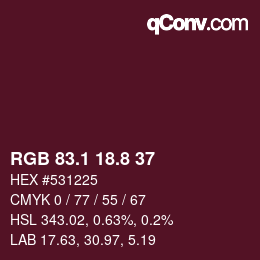 カラーコード: RGB 83.1 18.8 37 | qconv.com