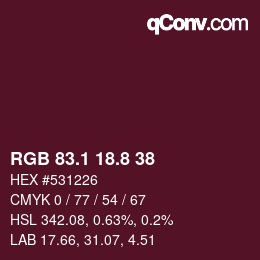 カラーコード: RGB 83.1 18.8 38 | qconv.com