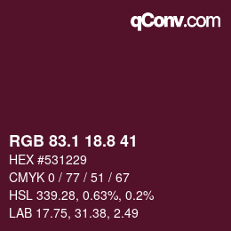 カラーコード: RGB 83.1 18.8 41 | qconv.com