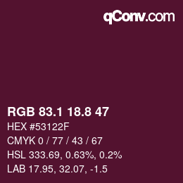 カラーコード: RGB 83.1 18.8 47 | qconv.com
