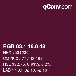 カラーコード: RGB 83.1 18.8 48 | qconv.com