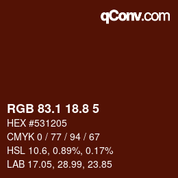 Farbcode: RGB 83.1 18.8 5 | qconv.com
