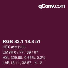 カラーコード: RGB 83.1 18.8 51 | qconv.com