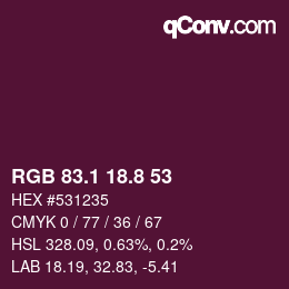 カラーコード: RGB 83.1 18.8 53 | qconv.com