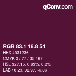 カラーコード: RGB 83.1 18.8 54 | qconv.com