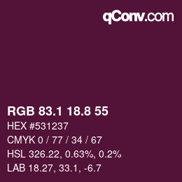 カラーコード: RGB 83.1 18.8 55 | qconv.com