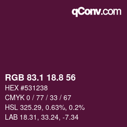 カラーコード: RGB 83.1 18.8 56 | qconv.com