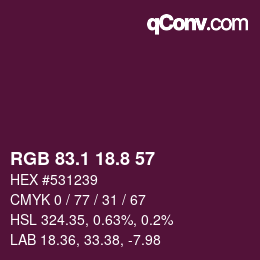 カラーコード: RGB 83.1 18.8 57 | qconv.com