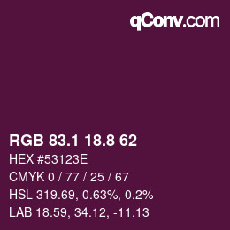 カラーコード: RGB 83.1 18.8 62 | qconv.com