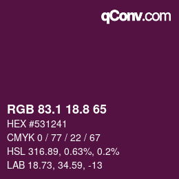 カラーコード: RGB 83.1 18.8 65 | qconv.com