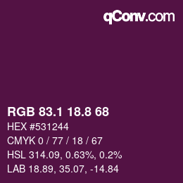 カラーコード: RGB 83.1 18.8 68 | qconv.com