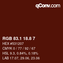 カラーコード: RGB 83.1 18.8 7 | qconv.com