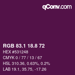 カラーコード: RGB 83.1 18.8 72 | qconv.com