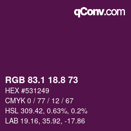 カラーコード: RGB 83.1 18.8 73 | qconv.com