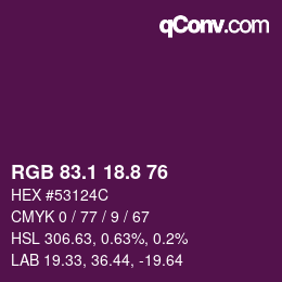 カラーコード: RGB 83.1 18.8 76 | qconv.com