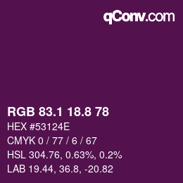 カラーコード: RGB 83.1 18.8 78 | qconv.com