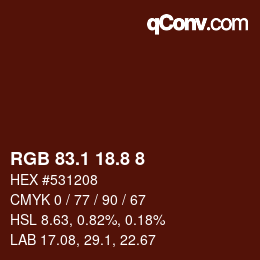 Color code: RGB 83.1 18.8 8 | qconv.com