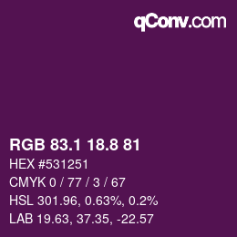 カラーコード: RGB 83.1 18.8 81 | qconv.com