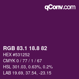 カラーコード: RGB 83.1 18.8 82 | qconv.com