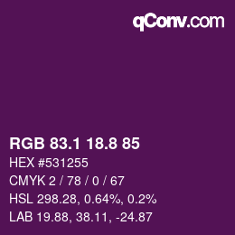 カラーコード: RGB 83.1 18.8 85 | qconv.com
