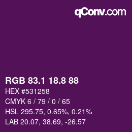 カラーコード: RGB 83.1 18.8 88 | qconv.com