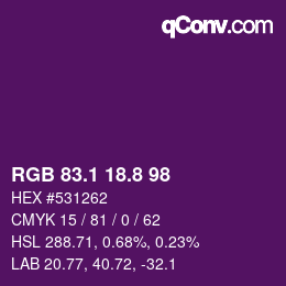カラーコード: RGB 83.1 18.8 98 | qconv.com