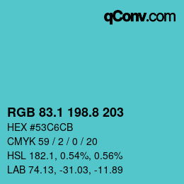 カラーコード: RGB 83.1 198.8 203 | qconv.com