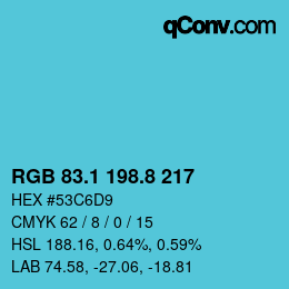 Color code: RGB 83.1 198.8 217 | qconv.com