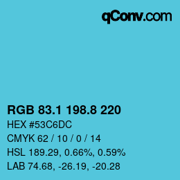 カラーコード: RGB 83.1 198.8 220 | qconv.com