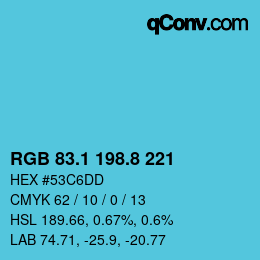 Color code: RGB 83.1 198.8 221 | qconv.com