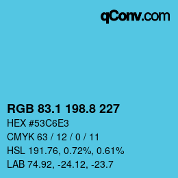 Código de color: RGB 83.1 198.8 227 | qconv.com