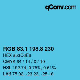 Color code: RGB 83.1 198.8 230 | qconv.com