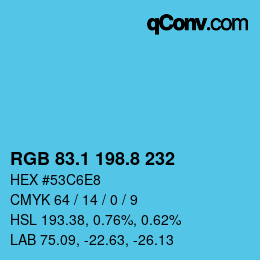 Color code: RGB 83.1 198.8 232 | qconv.com