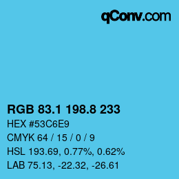 カラーコード: RGB 83.1 198.8 233 | qconv.com