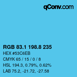 Color code: RGB 83.1 198.8 235 | qconv.com